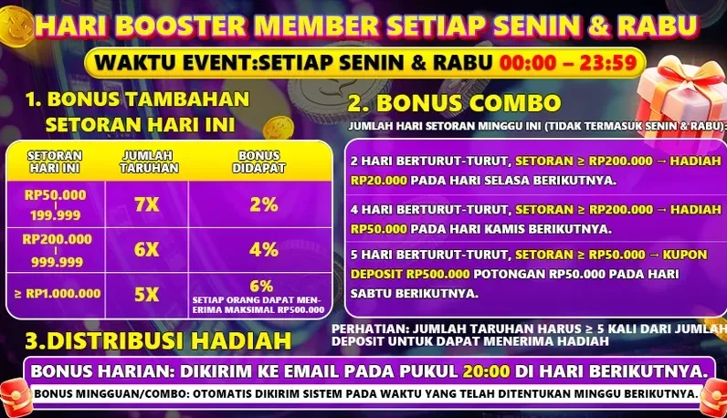 HARI BOOSTER MEMBER SETIAP SENIN & RABU